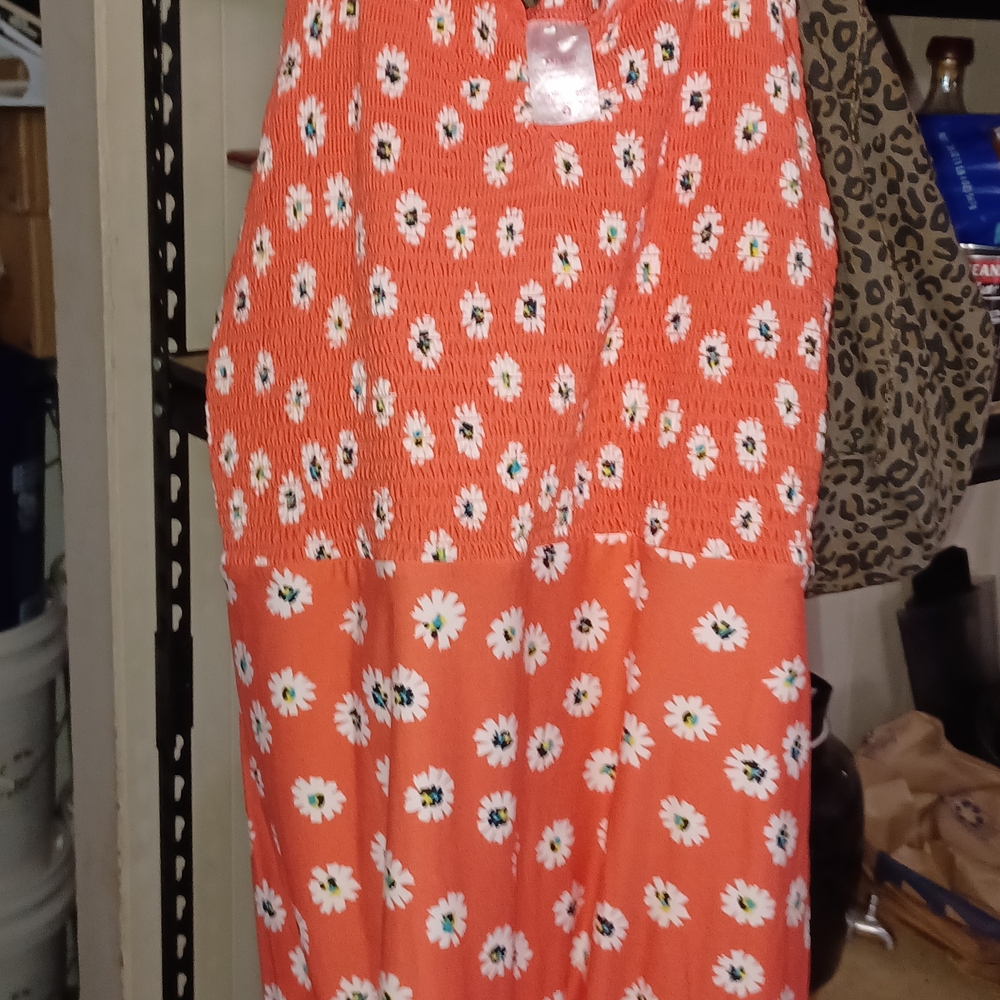 No Boundaries Orange Daisy Print Maxi Dress